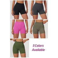 Shorts de yoga de cintura alta sin costuras con efecto levanta glúteos de secado rápido para mujer - details 1