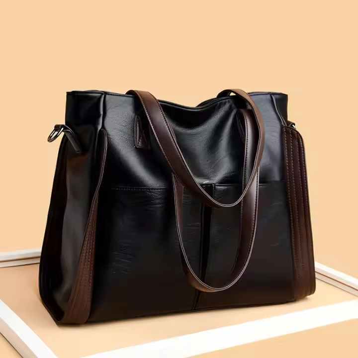 Bolso de piel sintética con asa superior para mujer, bandolera femenina de gran capacidad, diseño de lujo - 1