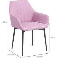 Pack de 2 Sillas de Comedor Sillas Decorativas Tapizadas en Lino Sillas de Cocina con Respaldo Reposabrazos y Patas de Metal para Salón 59,5x56,5x81 cm - details 22
