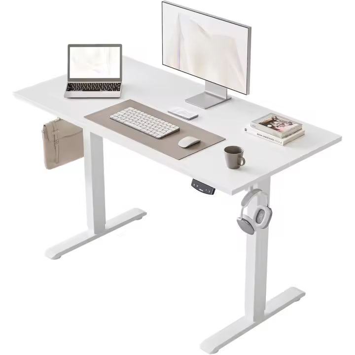 Agilestic Escritorio Elevable Eléctrico de 100 x 60 cm con Tablero Escritorio Regulable en Altura Eléctrico Telescópico Bidireccional con Control de Memoria y Tecnología Anticolisión, Blanco - 1