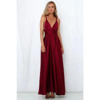 Vestido largo de seda de Color sólido profundo de Amazon, vestido de noche sin mangas de nuevo estilo de verano para mujer para banquetes - details 8