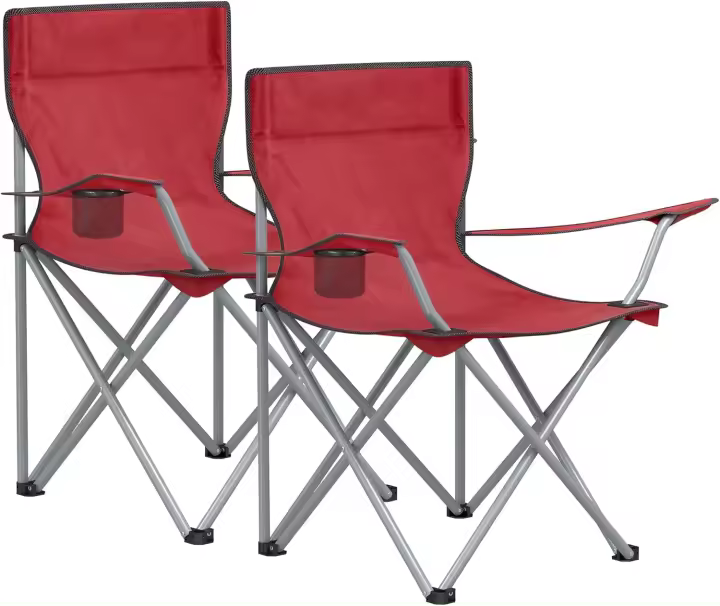 Sillas de Camping, Juego de 2 Sillas de Exterior, Apoyabrazos, Bolsillo para Tazas, Portátil, Plegable, Carga de 120 kg, para Acampada, Jardín, Pesca, Playa, Terraza, Negro GCB01BK - 1