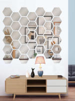 Pegatina de Pared Hexagonal de Acrílico Dorado Autoadhesiva, Solida, Decoración de Arte para el Hogar y Dormitorio - details 10