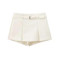 BUNO-Minifaldas y pantalones cortos para mujer, pantalón corto informal liso, cintura alta, holgado, para oficina, moda de verano, ropa, faja decorativa - details 4
