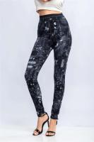 Body de mezclilla estampado para mujer, leggings elásticos, cintura alta, levantamiento de cadera, pantalones Kasur, entrenamiento, correr, gimnasio - details 12