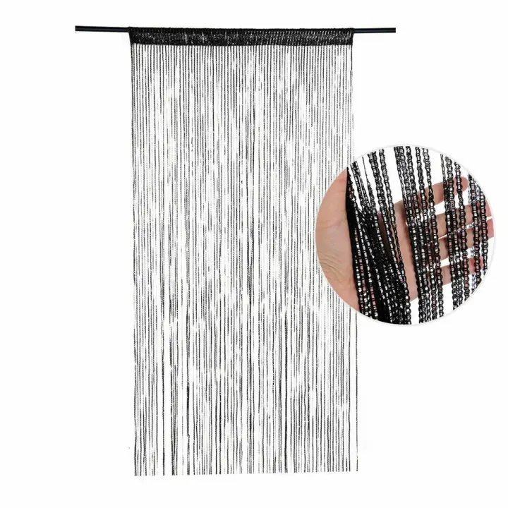 Cortina colgante con cuentas para puerta y ventana, divisor de cenefa con borlas para sala de estar, 100x200cm - 1