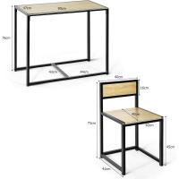 3 Piezas, 1 Mesa de Comedor con 2 Sillas, Conjunto de Comedor Pequeño para 2 Personas, Diseño Ahorro Espacio, Juego de Bistró para Bar, Balcón (Natural) - details 5