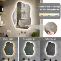 Espejo de baño LED irregular de nube con luces, espejo LED para baño, iluminado, antivaho, regulable, 3 colores ajustables, CRI90+, botón táctil - details 0