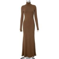 Elegante Vestido Largo con Cuello Alto Moda de Invierno Criptográfica para Mujeres - details 3