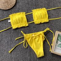 bañador unicolor para mujer, conjunto de Bikini brasileño Sexy con Tanga, traje de baño con cordones, ropa de playa 2025 - details 1