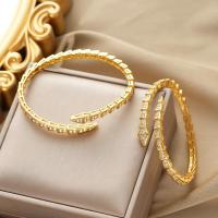 Pulsera Abierta de Hueso de Serpiente de Acero Inoxidable Diseño de Serpiente con Cúbica de Circonio 5A Regalo de Joyería para Fiesta - details 0