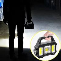 Linterna Solar recargable con zoom, resistente al agua, LED COB, luz brillante, potente linterna portátil para acampar - details 5
