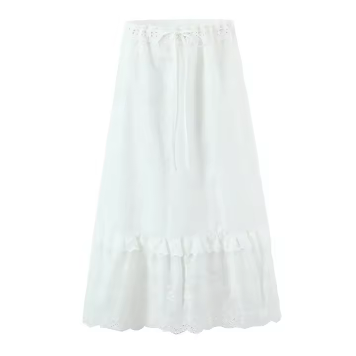 Falda de cintura alta, estilo francés, holgada, informal, versátil, sencilla y dulce, para mujer, verano 2025 - 1