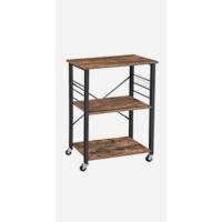 Estantería de Cocina con 2 Cestas de Malla Metálica, Estantería para Microondas, con Estantes y Ganchos, 35 x 80 x 95 cm, Estilo Industrial, Marrón Rústico y Negro Tinta KKS96X - details 3