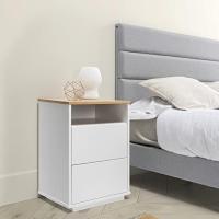 Mesa de Noche Bob 2 Estructura de Madera Blanca/Roble 45cm de Ancho 35cm de Profundidad - details 6