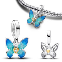 Colgante de Mariposa Azul en Plata de Ley 925 Diseño de Gradiente Veraniego Adornos DIY de Joyería - details 2