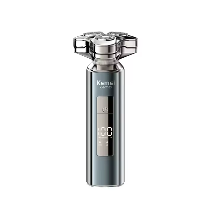 Kemei-Afeitadora eléctrica húmeda y seca para hombre, maquinilla de afeitar recargable de TYPE-C con cabezal desmontable magnético, máquina de afeitar con cabezal flotante 3D - 1