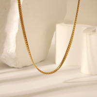 Encanto Collar de cadena de hueso de acero inoxidable 316L para mujeres y hombres, gargantilla de cadena de serpiente de Color dorado de Metal de Hip Hop, joyería, regalos de aniversario - details 1