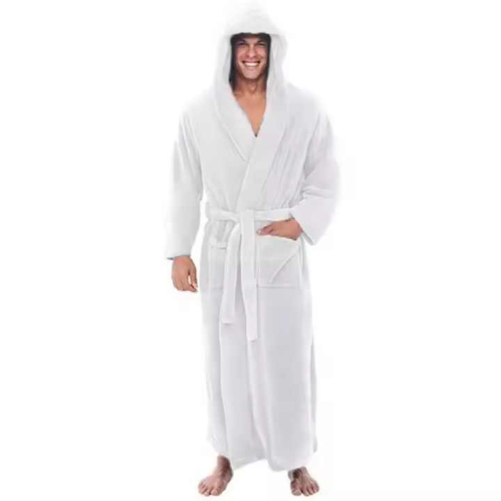 Bata de Peluche con Capucha Suavidad y Mimeo para Hombres Ajustable con Cinturón - 1