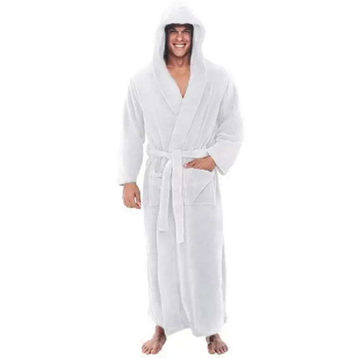 Bata de Peluche con Capucha Suavidad y Mimeo para Hombres Ajustable con Cinturón - 1