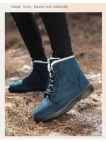 Botas de nieve cálidas antideslizantes para mujer, botines impermeables al aire libre, zapatos de senderismo de piel, zapatillas de felpa con cordones, Invierno - details 16