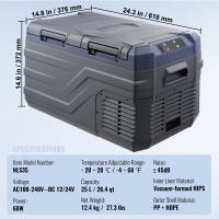 SucceBuy Refrigerador para automóvil, refrigerador portátil con reposabrazos para automóvil de 12 voltios, congelador de zona única de 15 L, -4 ℉ -68 ℉   Enfriador de compresor ajustable, 12/24 V CC y 100-240 V CA para aventuras al aire libre y acampadas - details 7
