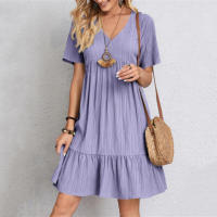 Vestido de Verano Mujer, Prenda de Manga Corta, Transpirable, Cuello en V, Ideal para Regalo de Cumpleaños y San Valentín - details 1