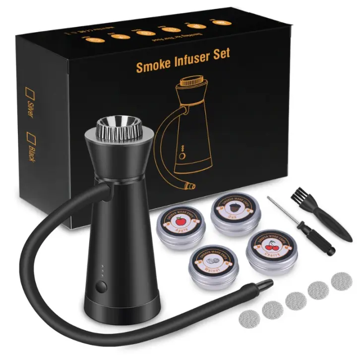 【2025 Nuevo】Soplete Ahumador Profesional Ajustable 3 Velocidades4 sabores - Pistola de Humo Portátil para Carne (filete ), Cócteles y Barbacoa con Accesorios Chef, Tecnología Gourmet para Cocina y Mixología - Regalo Cocina Innovador - 1
