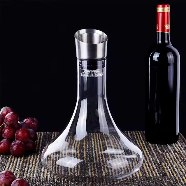 Botella de vidrio sin plomo, lata de vino tinto con aireador incorporado, accesorio para botella rápida - 1