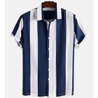 Moda a rayas para hombre 3d, estilo festivo, manga corta, camisa extragrande, ropa informal para playa, calle, suéter de fiesta - details 9