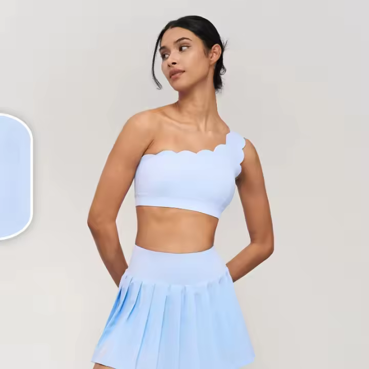 Sujetador deportivo de hombro, sujetador de yoga sin costuras con bordes festoneados, adecuado para ropa deportiva de mujer, gimnasio, correr, fitness - 1