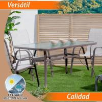 Mesa de jardín de Cristal y Acero |   De 150x90x75 cm |   Resistentes: Cristal Templado, Acero anticorrosión |   para 6 Personas |   para exterior |   Clásico - details 7