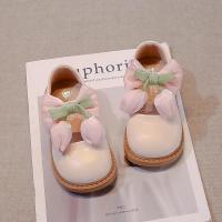 Zapatos de cuero para niños y niñas, zapatillas versátiles informales antideslizantes con lazo de princesa, fondo suave, a la moda, novedad de otoño, 2024 - details 5