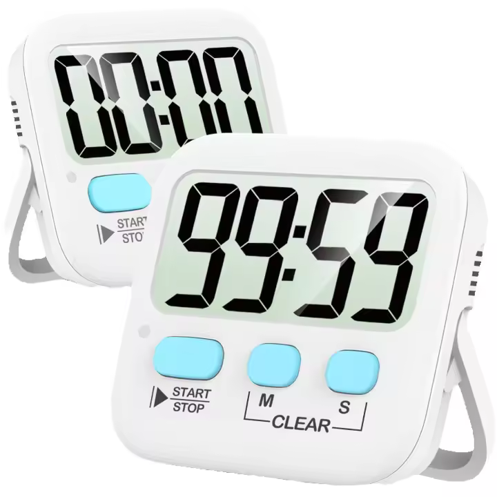 Temporizador Digital para niños, cronómetro de cocina para cocinar, temporizador de huevo, temporizador de aula para Profesor, temporizador de Cuenta regresiva magnético para ejercicio, estudio, horno-batería incluida-Paquete de 2 - 1