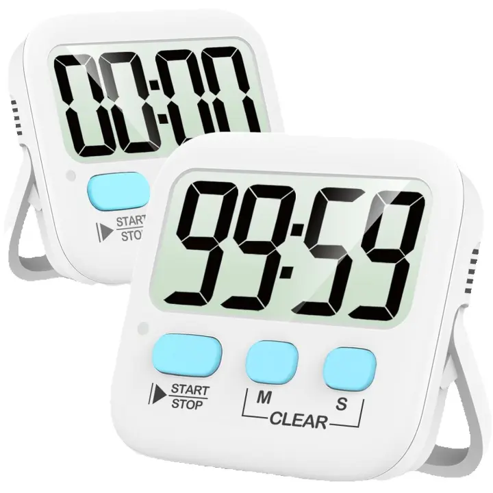 Temporizador Digital para niños, cronómetro de cocina para cocinar, temporizador de huevo, temporizador de aula para Profesor, temporizador de Cuenta regresiva magnético para ejercicio, estudio, horno-batería incluida-Paquete de 2 - 1