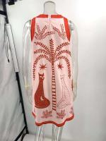 Verano cuello redondo suelto tanque elegante vacaciones bohemio Mini Vestidos moda patrón impreso sin mangas vestido de mujer Vestidos - details 3