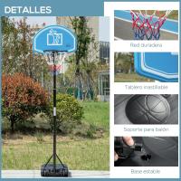 Canasta de Baloncesto para Exterior Altura Ajustable 160-210 cm Aro de Baloncesto Portátil con Ruedas Tablero de PE y Base Rellenable 76x70x197,5-254 cm Negro y Azul - details 2