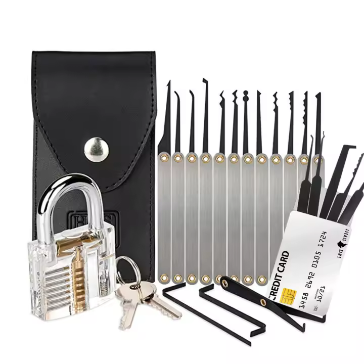 Juego de cerradura de acero inoxidable con candado transparente y kit de entrenamiento para principiantes y cerrajeros - 1