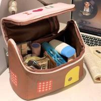Estuche cuadrado para cosméticos para casa pequeña, bolsa de maquillaje de mano de gran capacidad con forma de casa, bolsa de almacenamiento portátil con cremallera de dibujos animados para mujer - details 12