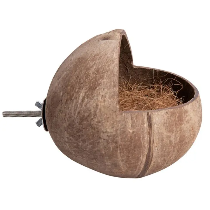 Casa para pájaros de cáscara de coco única y duradera, nido de pájaro colgante Natural hecho a mano, jaula para casa de pájaros artesanal, hábitats para loros - 1