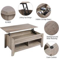 Mesa de Café de Madera Elevable Diseño Moderno para Sala Tamaño 104,5 x 49,5 x (49-61,5) cm Gris - details 4