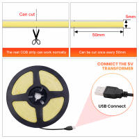 Tira de luz LED COB 5V XUNATA de alta densidad 320LEDs/m iluminación lineal USB 5mm de ancho luz cálida 3000K 4000K 6000K - details 1