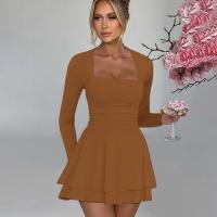 Vestido corto de manga larga con volantes para mujer, elegante y elegante, cuello cuadrado, ropa de fiesta, nuevo, oferta - details 12