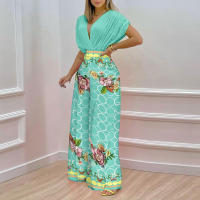 Conjunto informal de moda para mujer, pantalones de pierna ancha estampados con cuello en V, temperamento, nuevo estilo, otoño 2025 - details 5