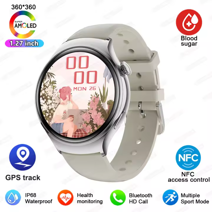 Reloj inteligente resistente al agua para mujer, monitor de presión arterial, frecuencia cardíaca y sueño, recordatorio de ciclo fisiológico, 2025NFC - 1