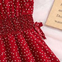 Clásico rojo verano novedad niña Retro vestido Lunar vacaciones diario Casual fiesta de cumpleaños moda para niños de 8 a 12 años - details 5