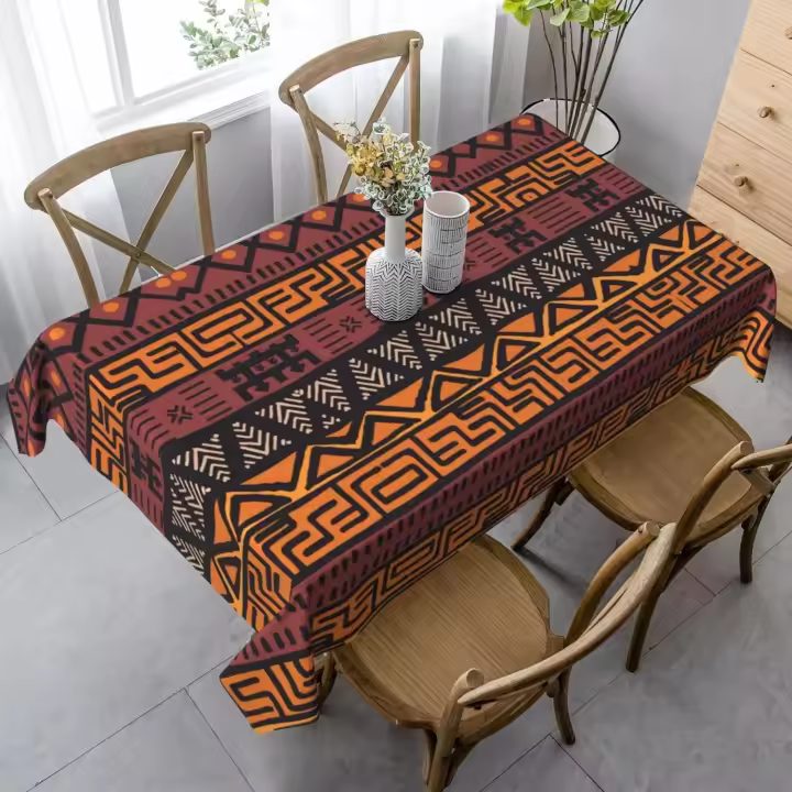 Tribal de barro africano para decoración de mesa rectangular, mantel impermeable reutilizable, decoraciones para fiesta de boda, comedor y cocina - 1