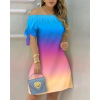 Vestido Estampado Sexy A La Moda Para Mujer, Vestido Acampanado De Manga Corta Con Hombros Descubiertos, Minivestidos Con Hombros Descubiertos Para Mujer - details 27