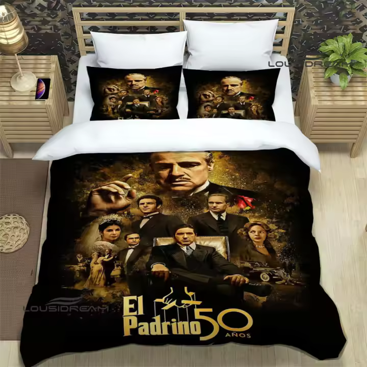 Juego de ropa de cama con estampado del padrino, exquisito juego de funda nórdica, edredón, regalo de cumpleaños de lujo - 1
