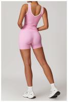 Conjunto deportivo cruzado de cintura alta para mujer, traje corto sin espalda, ajustado, desnudo, para Yoga, correr, Fitness - details 14